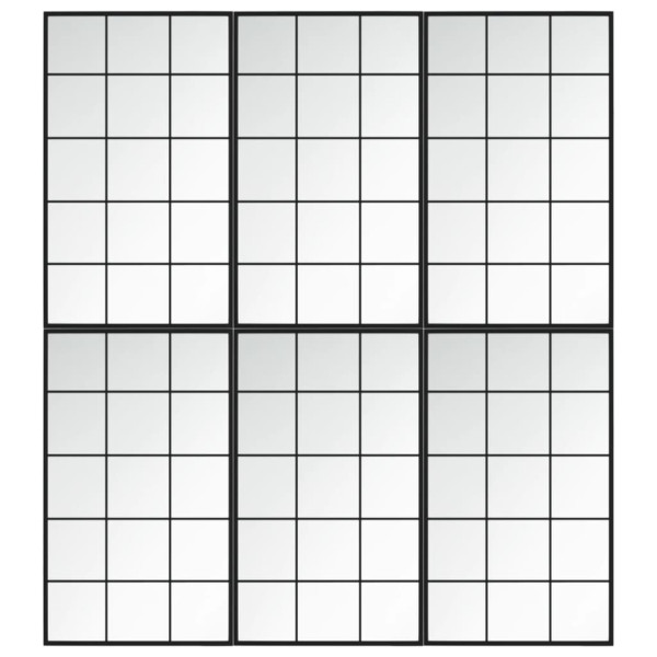 Espejos de pared 6 uds metal negro 100x60 cm M 2