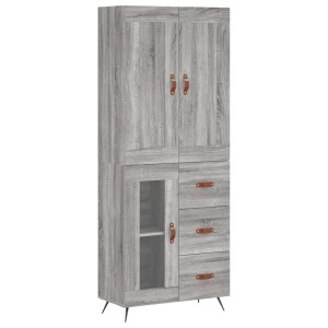 Aparador alto madera contrachapada gris sonoma 69.5x34x180 cm H