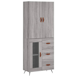 Aparador alto madera contrachapada gris sonoma 69.5x34x180 cm H