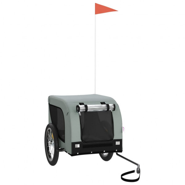 Remolque de bicicleta para perros hierro tela Oxford gris negro M 2