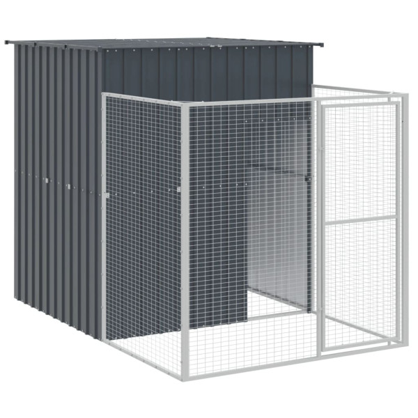 Caseta perros con corral acero galvanizado gris 165x251x181 cm M 2