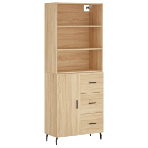 Aparador alto madera contrachapada color roble 69.5x34x180 cm H