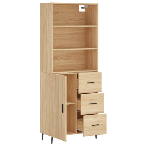 Aparador alto madera contrachapada color roble 69.5x34x180 cm M 4