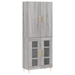 Aparador alto madera contrachapada gris sonoma 69.5x34x180 cm H
