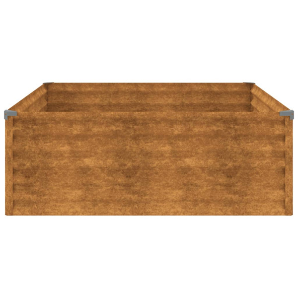 Canteiro elevado de jardim 100x100x36 cm aço corten M 5