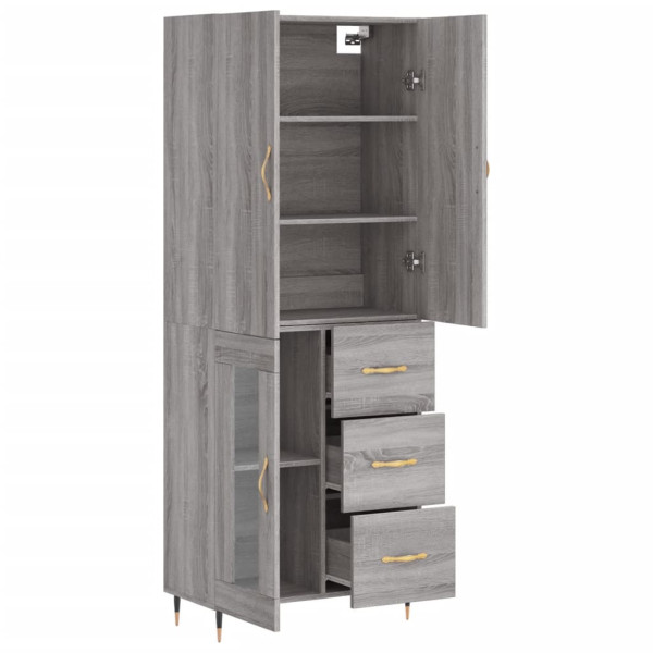 Aparador alto madera contrachapada gris sonoma 69.5x34x180 cm M 4