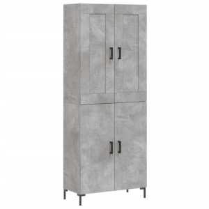 Aparador alto madera contrachapada gris hormigón 69.5x34x180 cm H