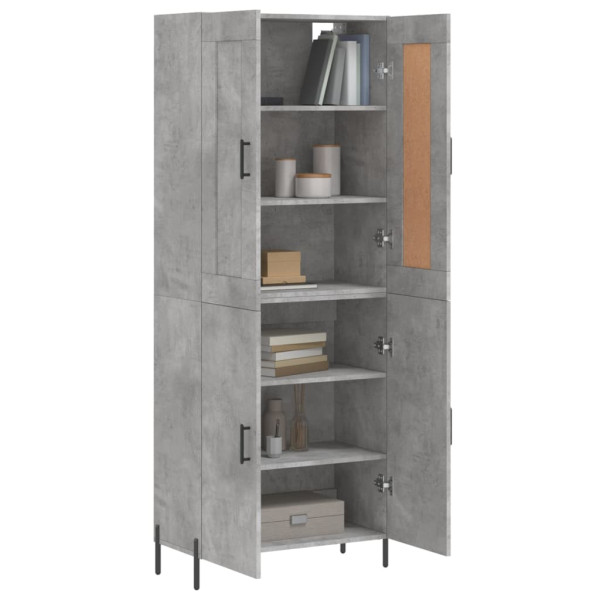 Aparador alto madera contrachapada gris hormigón 69.5x34x180 cm M 3