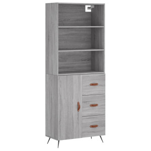 Aparador alto madera contrachapada gris sonoma 69.5x34x180 cm H