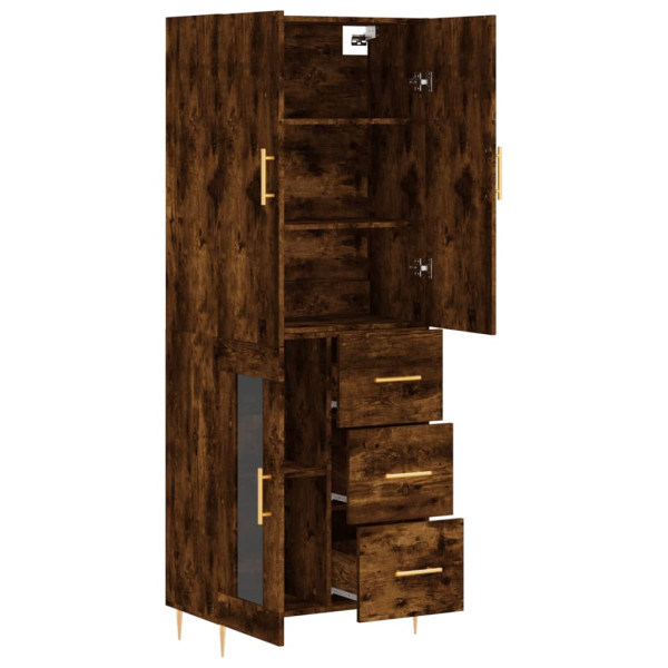 Aparador alto madera contrachapada roble ahumado 69.5x34x180 cm M 4