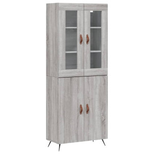 Aparador alto madera contrachapada gris sonoma 69.5x34x180 cm H