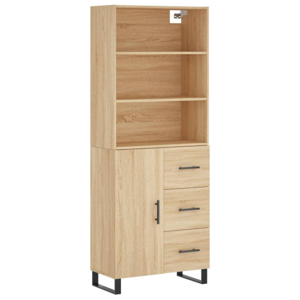 Aparador alto madera contrachapada color roble 69.5x34x180 cm M 2