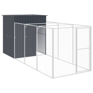 Caseta de perros con corral acero galvanizado 165x455x181 cm H