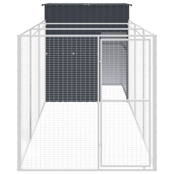 Caseta de perros con corral acero galvanizado 165x455x181 cm M 3