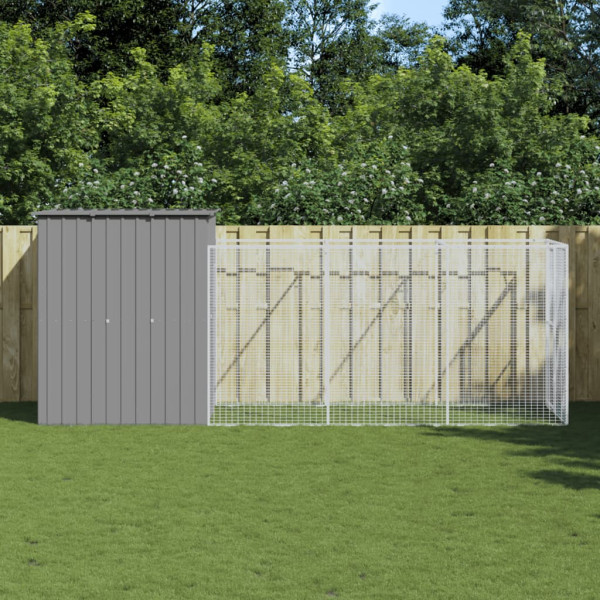 Caseta perros corral acero galvanizado gris claro 165x455x181cm D