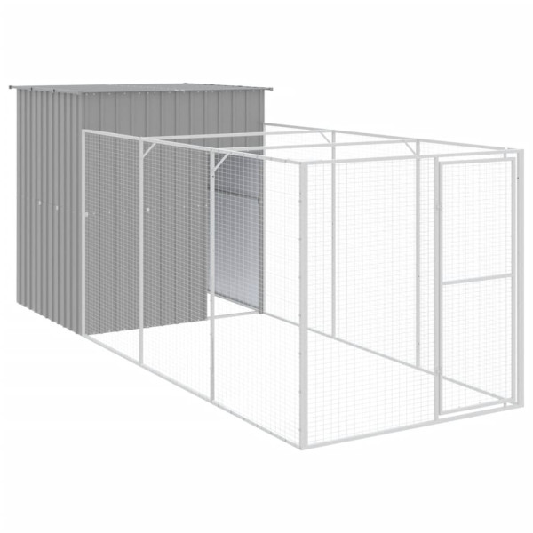 Casota cães c/ parque 165x455x181 cm aço galvaniz. cinza-claro M 2