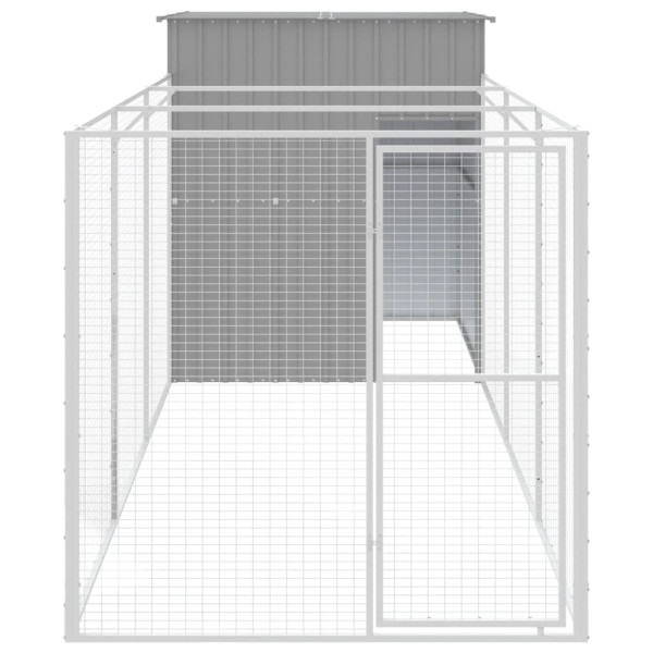 Casota cães c/ parque 165x455x181 cm aço galvaniz. cinza-claro M 3