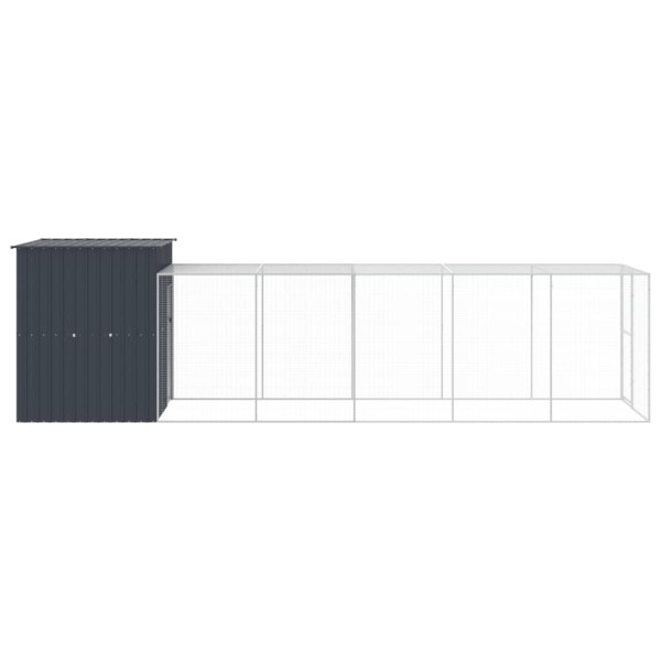 Gallinero con corral acero galvanizado gris 165x659x181 cm M 4