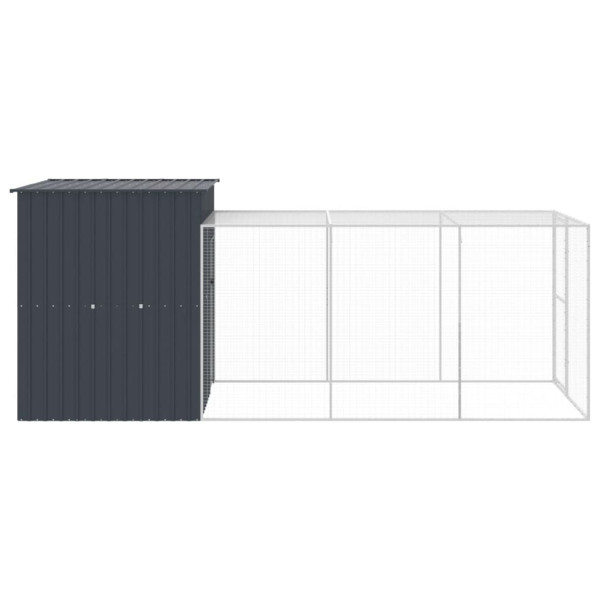 Gallinero con corral acero galvanizado gris 165x455x181 cm M 4