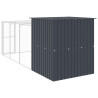 Gallinero con corral acero galvanizado gris 165x455x181 cm 5