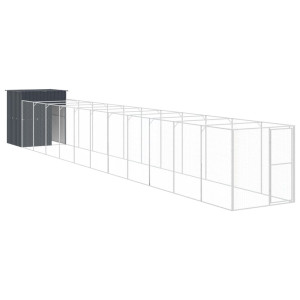 Casota p/ cães c/ parque 165x1271x181cm aço galvaniz. antracite H