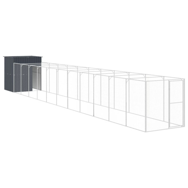 Caseta perros con corral acero galvanizado gris 165x1271x181 cm M 5