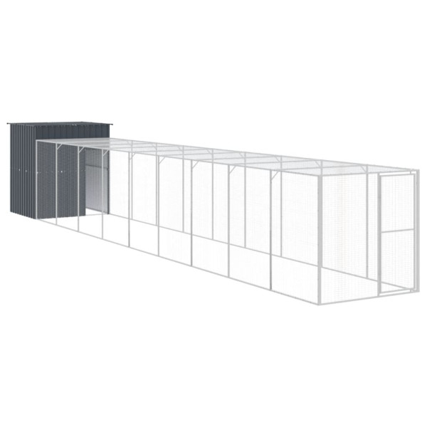 Gallinero con corral acero galvanizado gris 165x1067x181 cm M 2