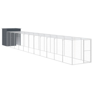 Gallinero con corral acero galvanizado gris 165x1271x181 cm H