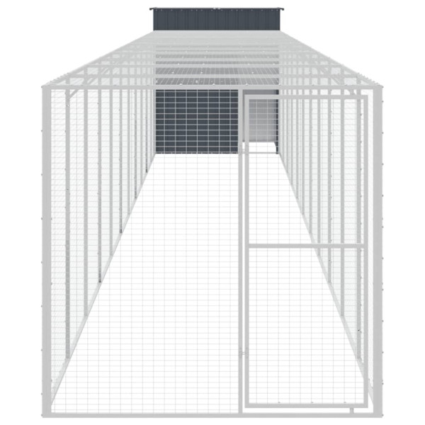 Gallinero con corral acero galvanizado gris 165x1271x181 cm M 3