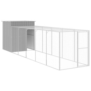 Gallinero con corral acero galvanizado gris claro 165x659x181cm H