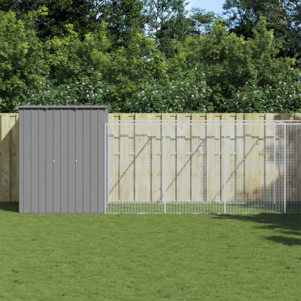 Caseta perros corral acero galvanizado gris claro 165x659x181cm D