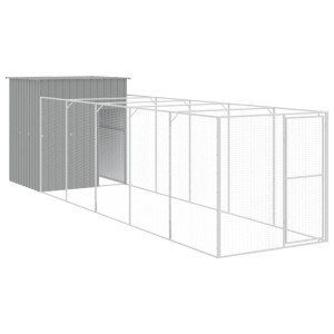 Caseta perros corral acero galvanizado gris claro 165x659x181cm H