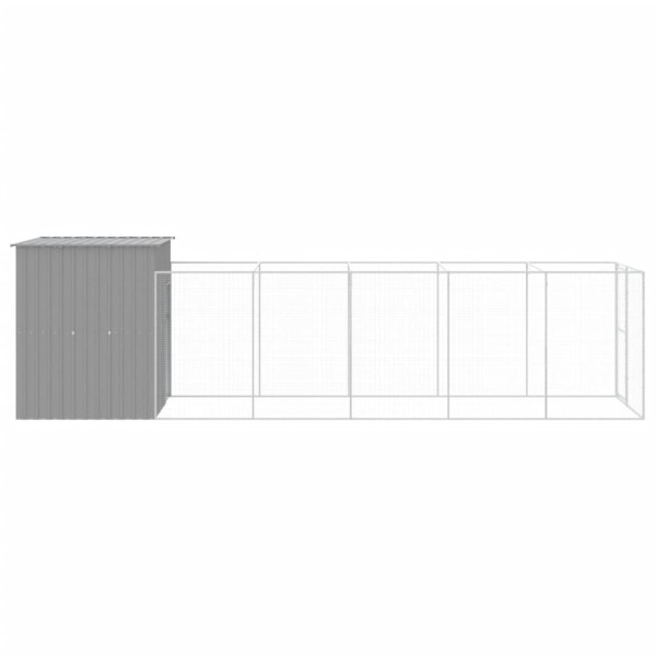 Casota cães c/ parque 165x659x181 cm aço galvaniz. cinza-claro M 4