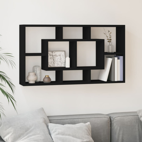 Estantería de pared con 8 compartimentos negro D