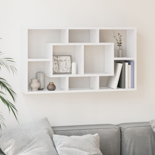 Estantería de pared con 8 compartimentos blanco brillante D