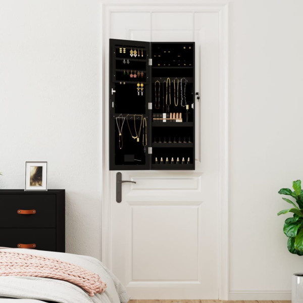 Espejo con joyero y luces LED para pared negro M 3