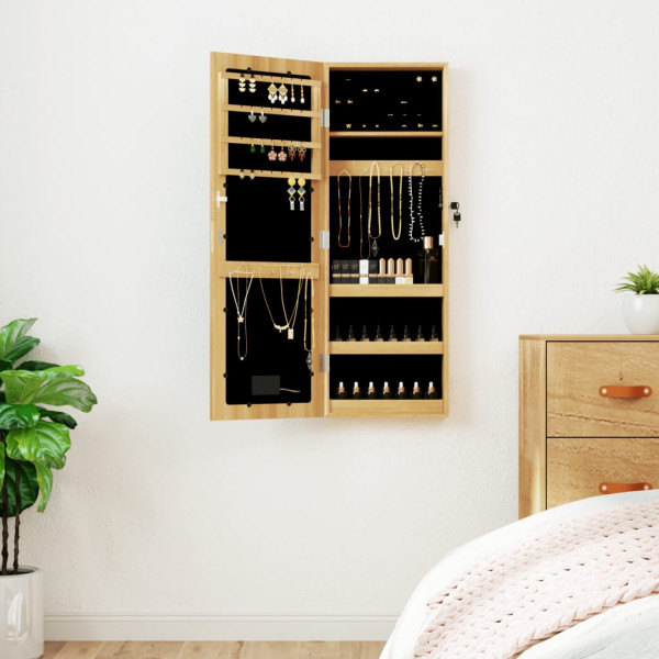 Espejo con joyero y luces LED para pared D