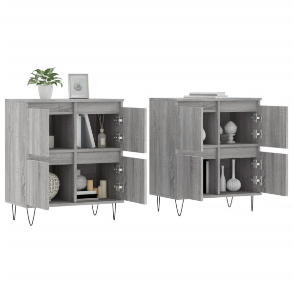 Aparadores 2 piezas madera contrachapada gris Sonoma M 3