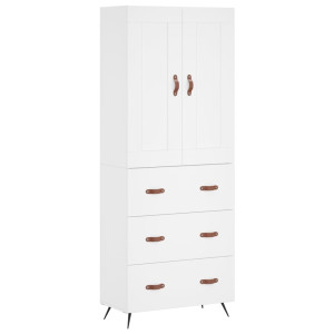Aparador alto madera contrachapada blanco 69.5x34x180 cm H