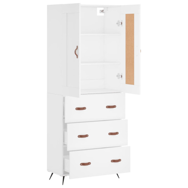 Aparador alto madera contrachapada blanco 69.5x34x180 cm M 4