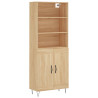 Aparador alto madera contrachapada color roble 69.5x34x180 cm 2