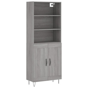 Aparador alto madera contrachapada gris sonoma 69.5x34x180 cm H