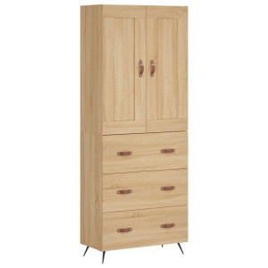 Aparador alto madera contrachapada color roble 69.5x34x180 cm H