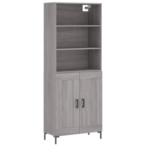 Aparador alto madera contrachapada gris sonoma 69.5x34x180 cm H