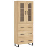 Aparador alto madera contrachapada color roble 69.5x34x180 cm 2
