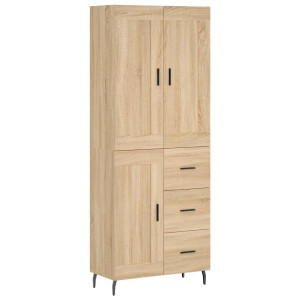 Aparador alto madera contrachapada color roble 69.5x34x180 cm H