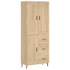 Aparador alto madera contrachapada color roble 69.5x34x180 cm 2