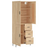 Aparador alto madera contrachapada color roble 69.5x34x180 cm 4
