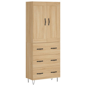 Aparador alto madera contrachapada color roble 69.5x34x180 cm H