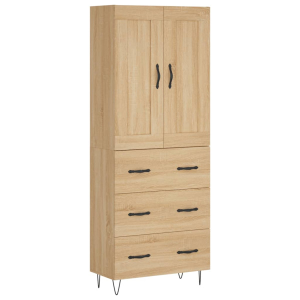 Aparador alto madera contrachapada color roble 69.5x34x180 cm M 2